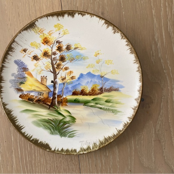 ⭐️Enesco⭐️4 Vintage Hand Painted Plate Signed by artist T. Nagasaki - Picture 4 of 10